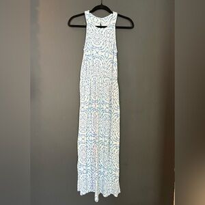 Girls Blue and White Sleeveless Maxi Dress